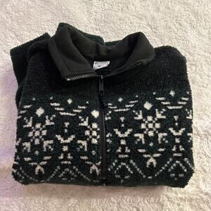 Vintage Columbia Fleece 1/4 Zip Up Jacket Green W/ Print Unisex Sz Medium